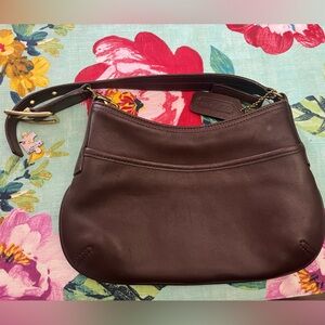 Coach Brown Leather Shoulder Bag with Gold Hardware